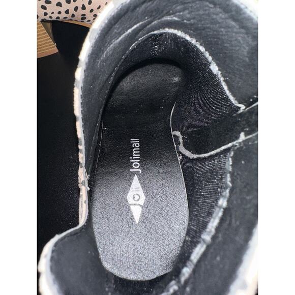 Jolimall Spotted Faux Suede Ankle Boots Outer V Cut Accent 2" Heel Zipper Size 5 - Picture 3 of 8